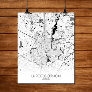 La roche sur yon carte city map n&b