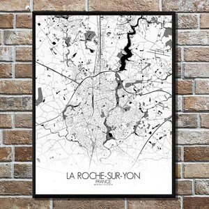 La roche sur yon carte city map n&b