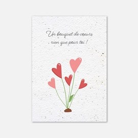 Carte à planter - bouquet de cœurs