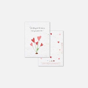 Carte à planter - bouquet de cœurs