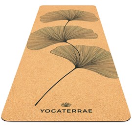 Tapis yoga liège ginkgo yinyang + sangle