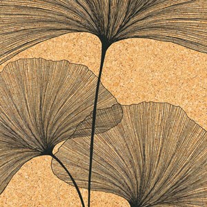Tapis yoga liège ginkgo biloba + sangle