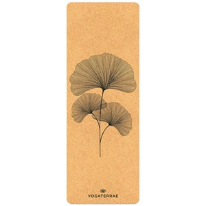 Tapis yoga liège ginkgo biloba + sangle