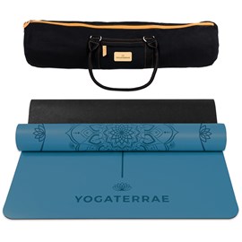 Tapis de yoga bleu pu-caoutchouc + sac