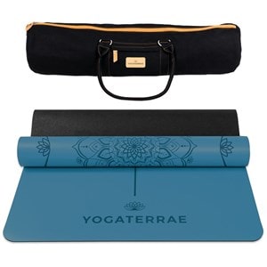 Tapis de yoga bleu pu-caoutchouc + sac