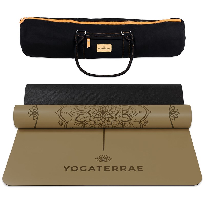 YOGATERRAE - Tapis de yoga bronze pu-caoutchouc + sac