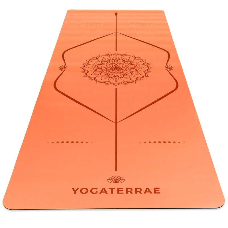 Tapis yoga orange pu-caoutchouc mandala