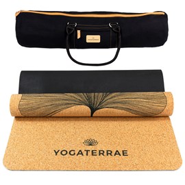 Tapis yoga liège ginkgo bi + sangle, sac