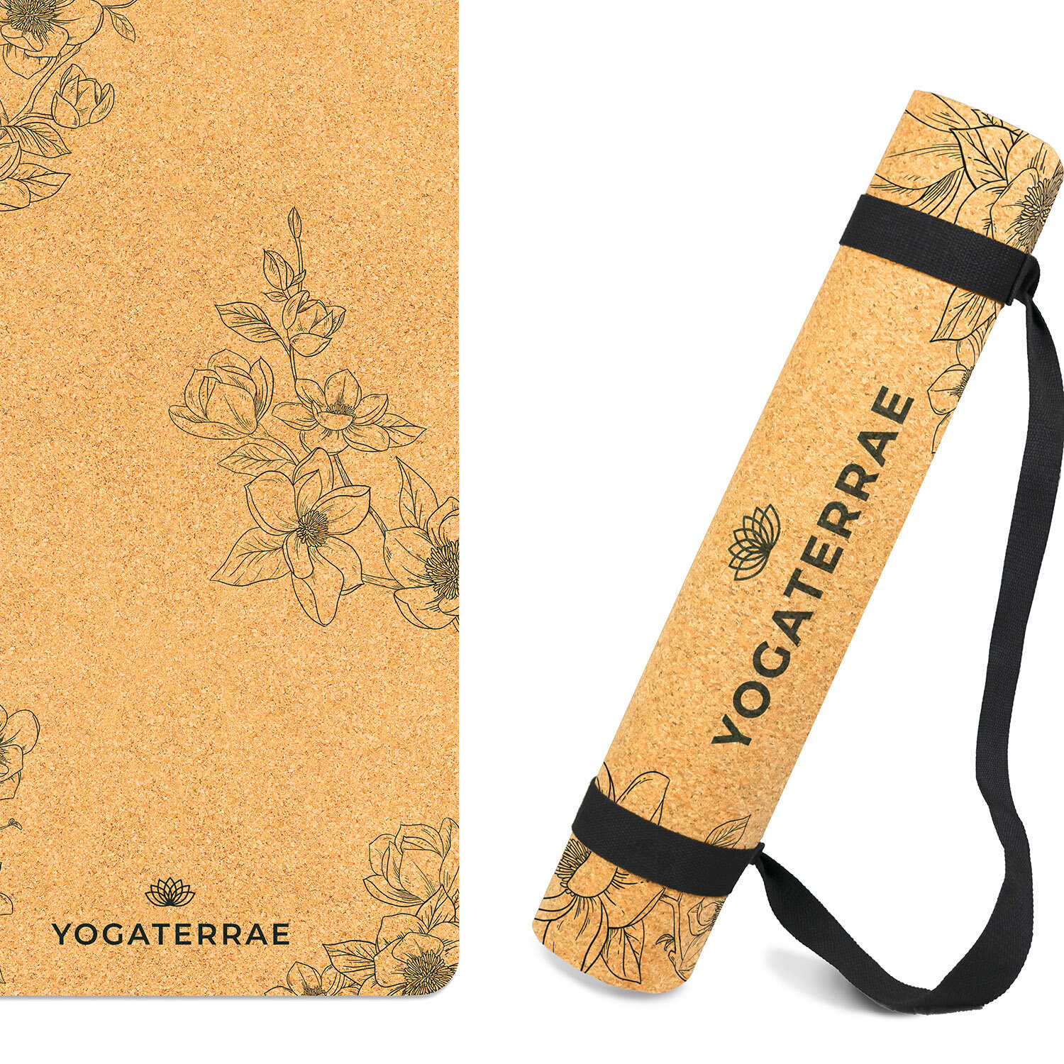 Tapis De Yoga En Liège Naturel 183x65x7 Mm - Antidérapant, Écologique - Avec Sangle Transport - Yoga, Pilates, Fitness