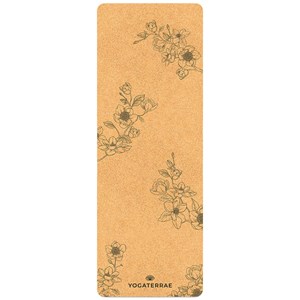 Tapis yoga liège magnolias + sangle, sac