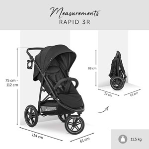 Poussette jogger rapid 3r noir