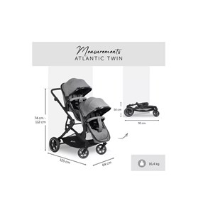 Poussette atlantic twin melange gris