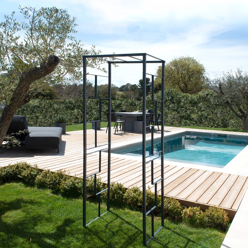 Cémonjardin - Arche de jardin linéale en acier anth...