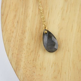 Collier pendentif goutte - labradorite