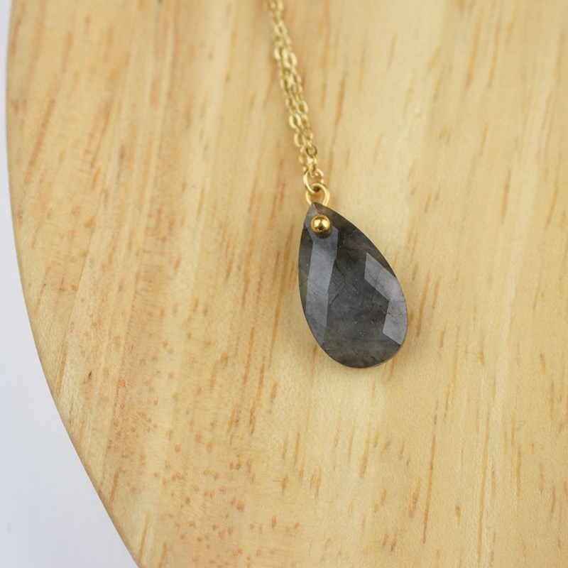 Collier pendentif goutte - labradorite