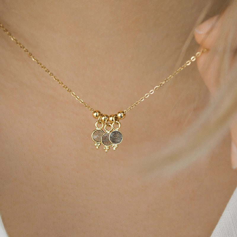 Collier trois pierres - labradorite