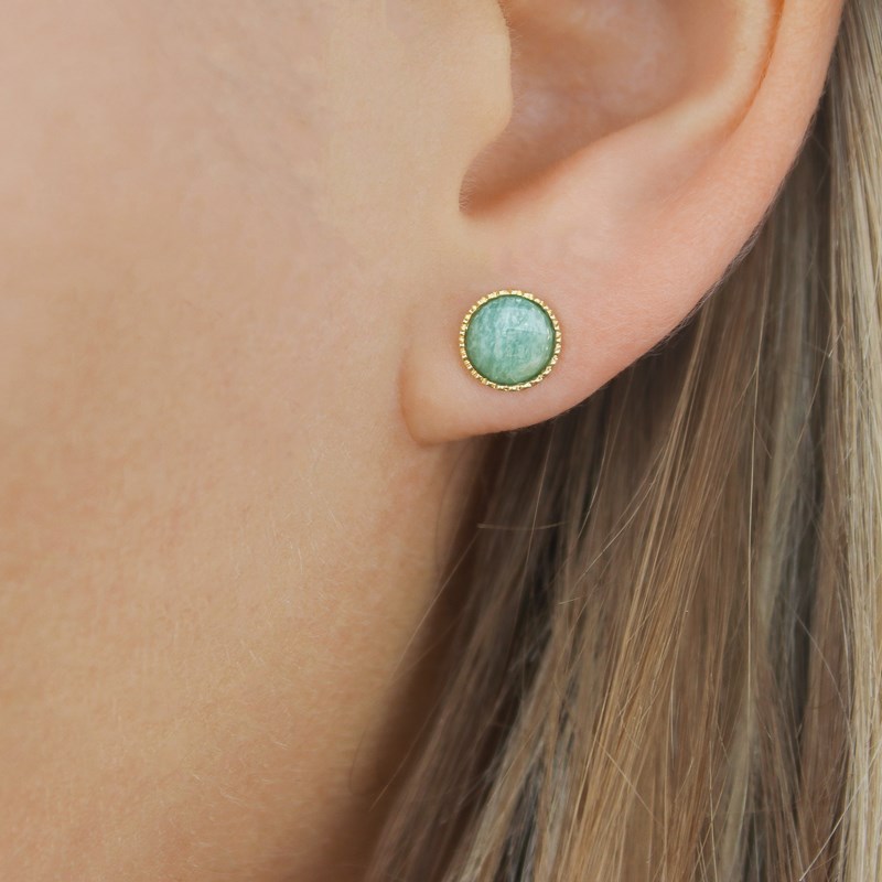 Boucles d'oreilles puces - amazonite