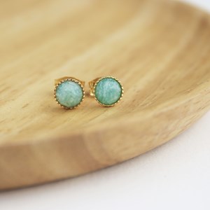 Boucles d'oreilles puces - amazonite