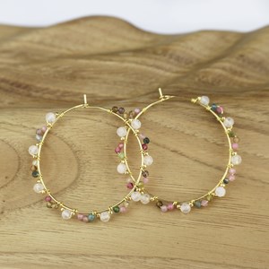 Créoles pierres naturelles - tourmaline