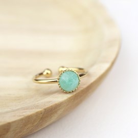 Bague ajustable plaqué or - amazonite