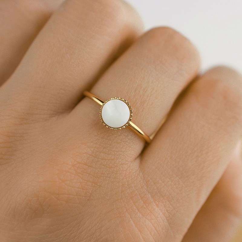 Minalis Bijoux - Bague ajustable plaqué or - nacre