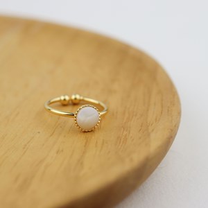 Bague ajustable plaqué or - nacre