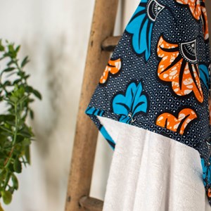 Grande cape de bain coton bambou wax