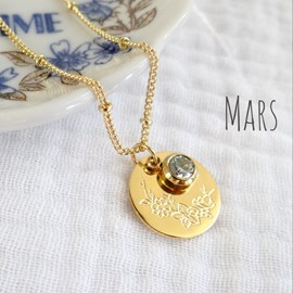 Collier fleur pierre naissance mars