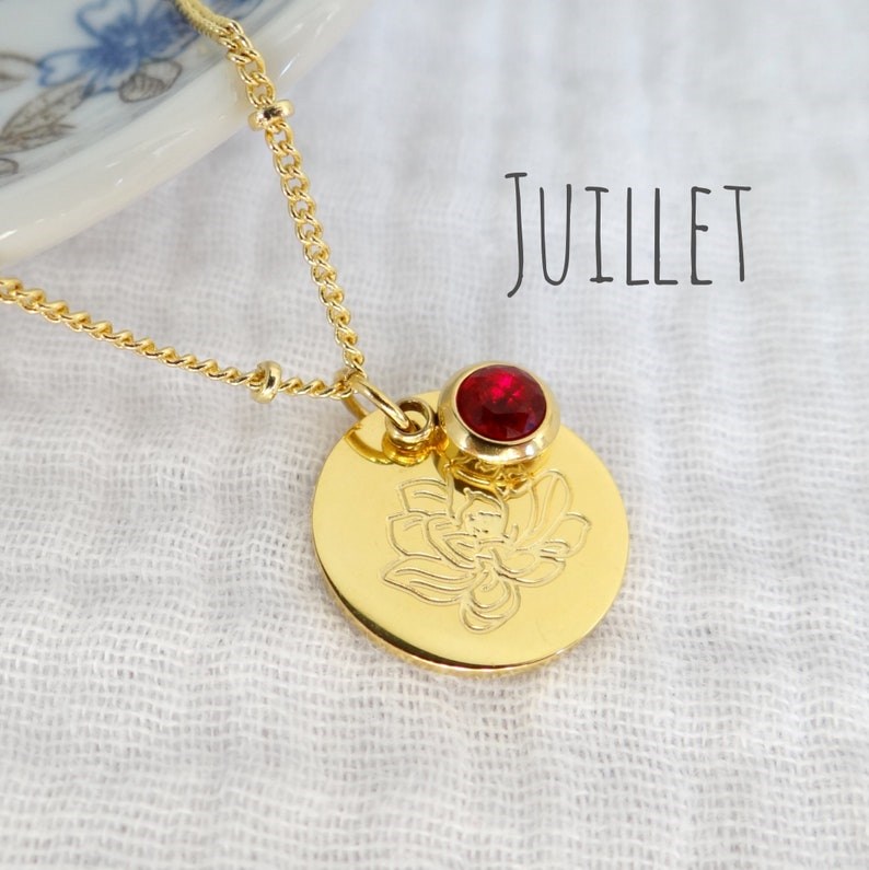 Collier fleur pierre naissance juillet