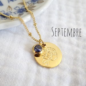 Collier fleur pierre naissance septembre
