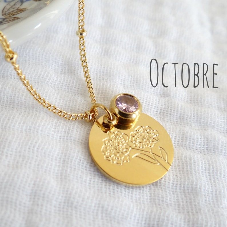 Collier Fleur Pierre Rose