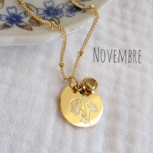 Collier fleur pierre naissance novembre
