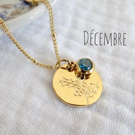 Collier fleur pierre naissance décembre