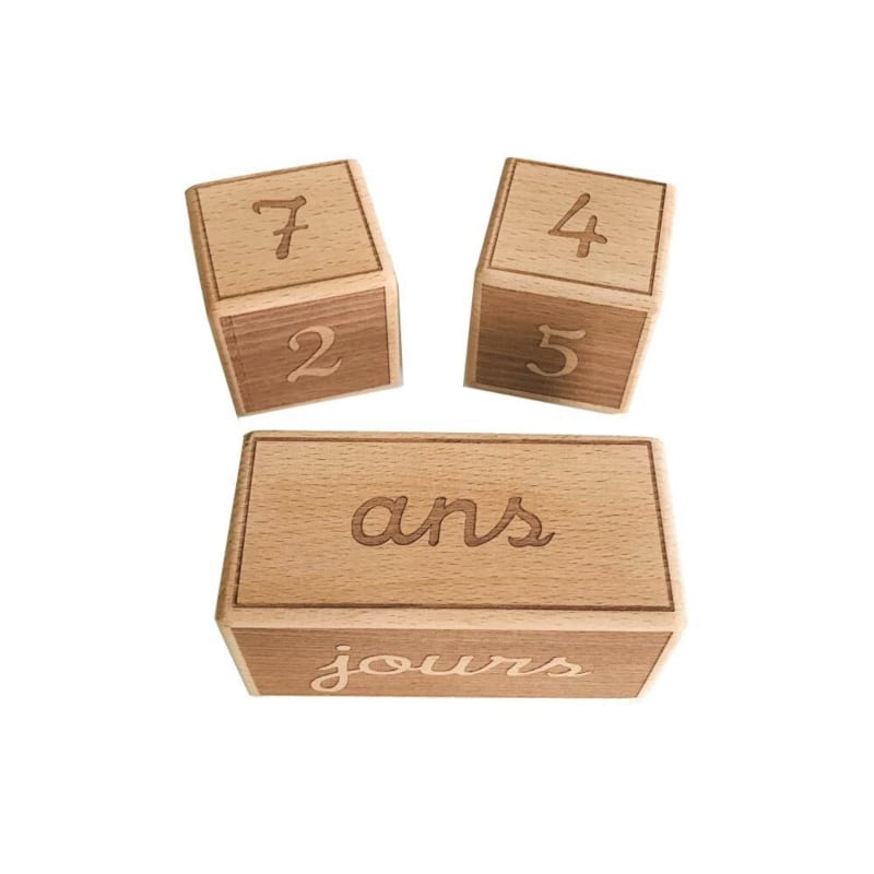 Cubes étapes en bois cadeau de naissance (Le Petit Pousse) - Image 2