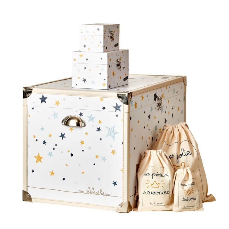 Malle à souvenirs étoiles - bleu jaune (Le Petit Pousse) - Image 1