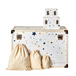 Malle à souvenirs étoiles - bleu jaune