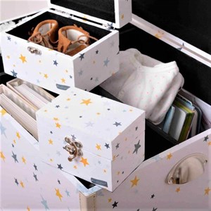 Malle à souvenirs étoiles - bleu jaune