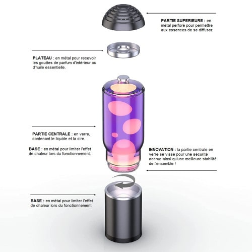 Lampe à lave diffuseur de parfum violett