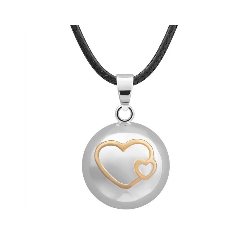 Bijou bola de grossesse - Bola de grossesse argent double coeur d