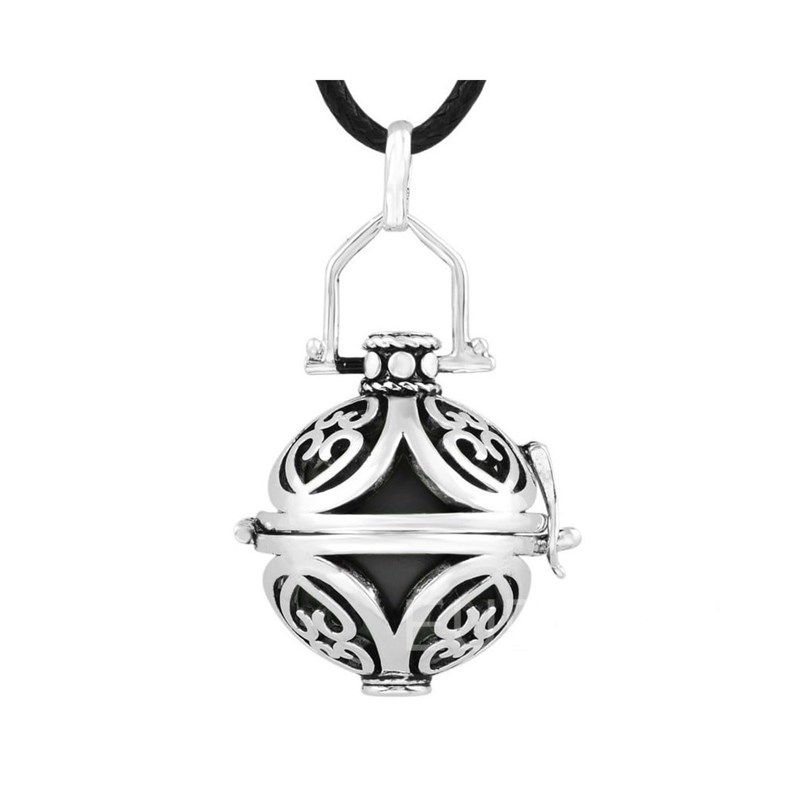 Bijou bola de grossesse - Bola de grossesse noir cage argent spir