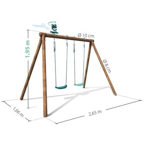 Balançoire en bois traité 2 agrès alizée