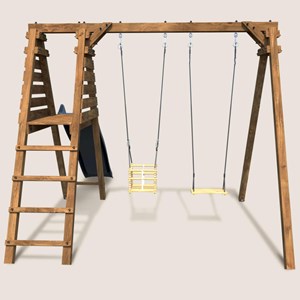 Portique en bois carré 2 agrès avec bala