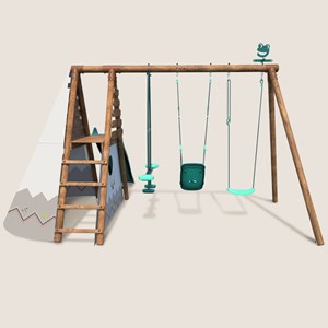 Portique en bois rond 3 agrès avec balan