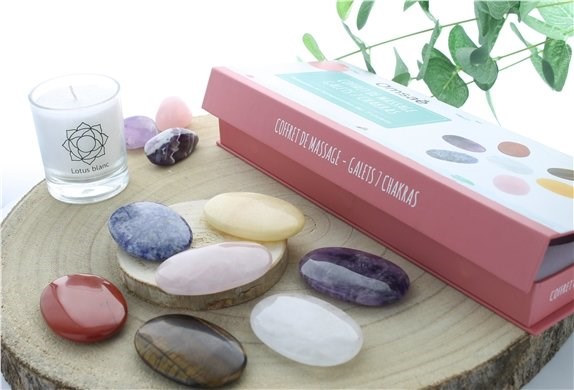 Omsaé - Coffret massage galets 7 chakras
