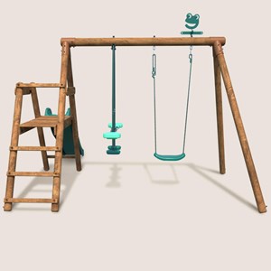 Portique en bois rond 2 agrès avec balan