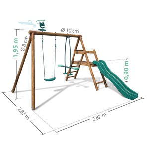 Portique en bois rond 2 agrès avec balan