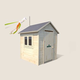 Cabane en bois avec fenêtre et boîte aux