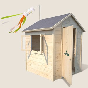 Cabane en bois avec fenêtre et boîte aux
