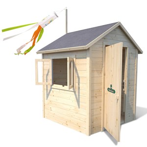Cabane en bois avec fenêtre et boîte aux