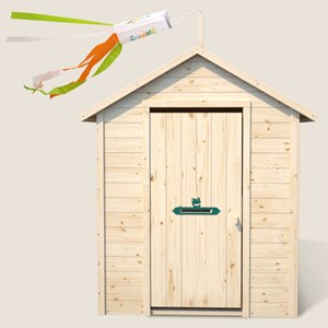 Cabane en bois avec fenêtre et boîte aux
